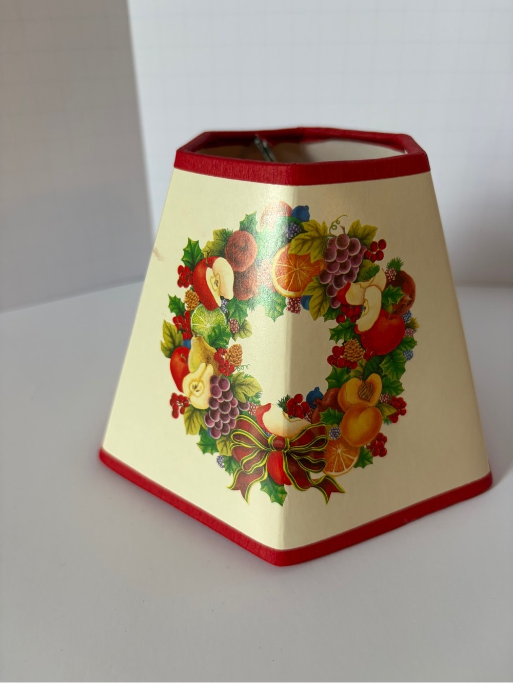 Vintage Fruit Christmas Wreath Chandelier Or Single Lamp Shade